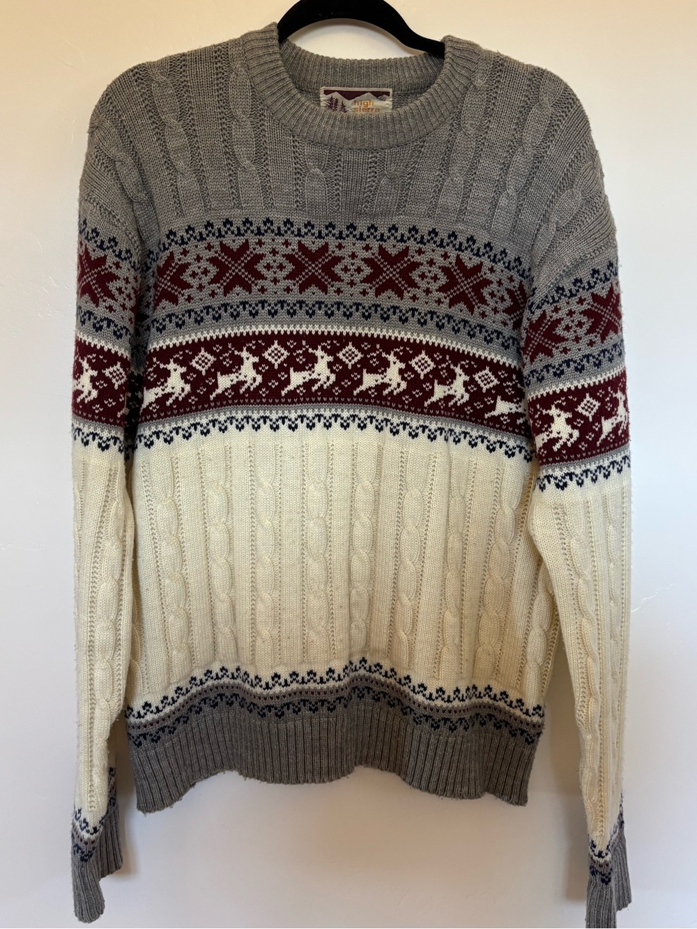 Vintage High Sierra Fair Isle Cable Crewneck Sweater A13